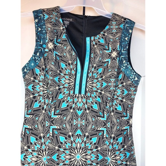 Adorne Women's Multicolor Polyester V-Neck Sleeveless Knee Length Dress Size 8 - Picture 8 of 16